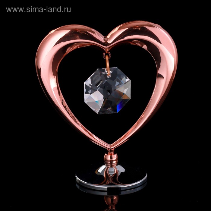 Сувенир с кристаллами "Сердце" 6,4х5,8 см - Фото 1