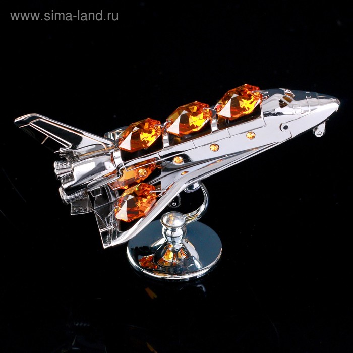 Сувенир с кристаллами "Космический корабль" 9,7х6,6 см - Фото 1