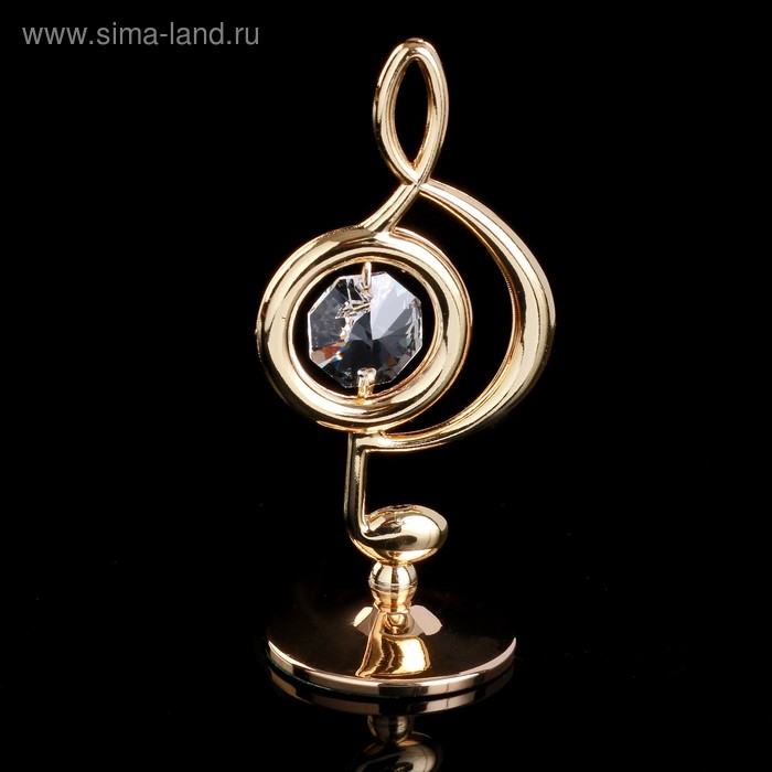 Сувенир с кристаллами "Скрипичный ключ" золото 7,6х3,7 см - Фото 1