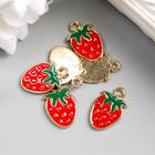 Декор для творчества металл, эмаль "Клубничка" 1,8х1 см (комплект 6 шт) - фото 21039613