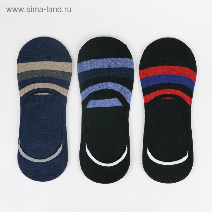 Набор мужских носков-невидимок MINAKU 3 пары, размер 40-41 (27 см) - Фото 1