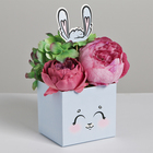 Коробка для цветов с топпером «Зайчик», 10 х 10 х 12 см - фото 318298052