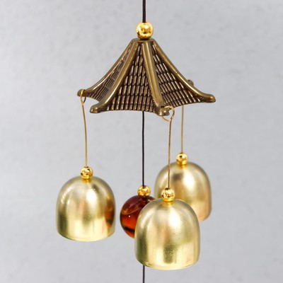 Музыка ветра «Филин на ветке», металл, 3 колокольчика, 40 см