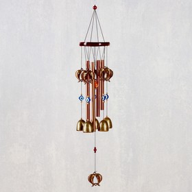 Музыка ветра металл, дерево "Карпы" 4 трубки 5 колокольчиков 62х9,5 см