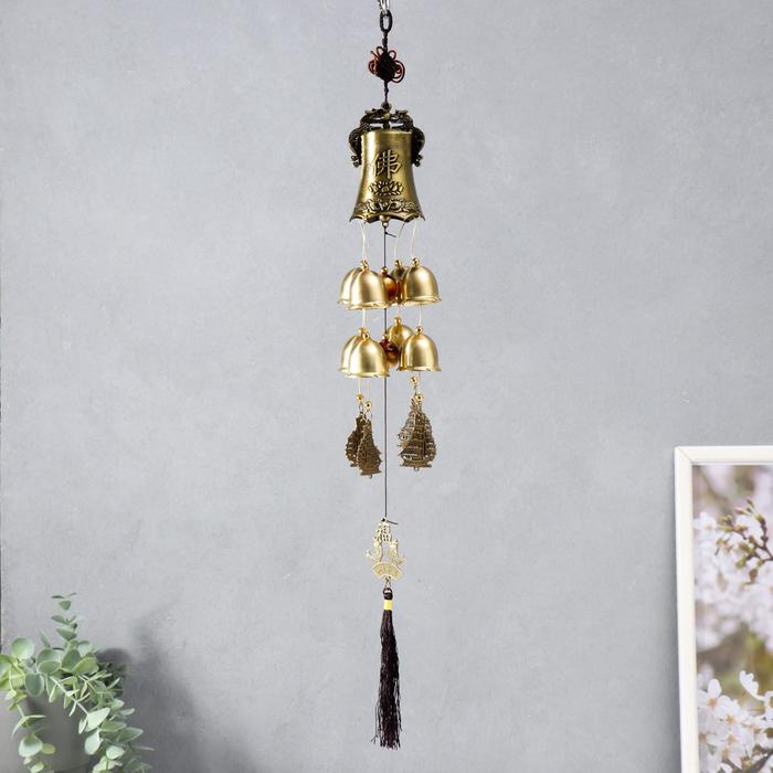 Музыка ветра «Лакшми и карпы», металл, 8 колокольчиков, 66 см
