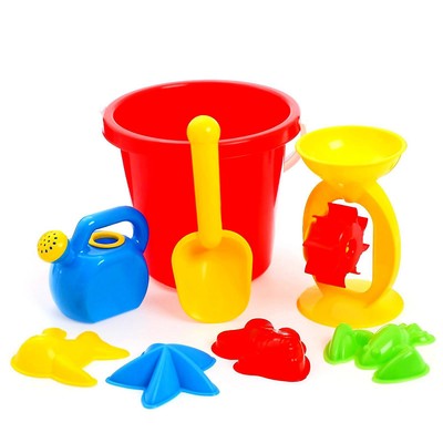Набор игрушек для песочницы, 8 предметов: ведро 2.75 л, мельница, лейка, совок 18 см, 4 формочки, МИКС