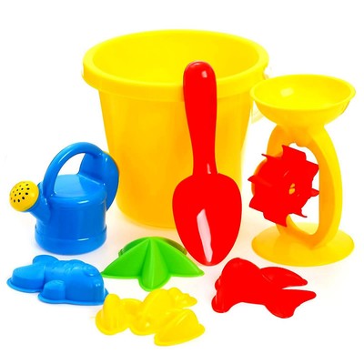 Набор игрушек для песочницы, 8 предметов: ведро 2.75 л, мельница, лейка, совок 18 см, 4 формочки, МИКС