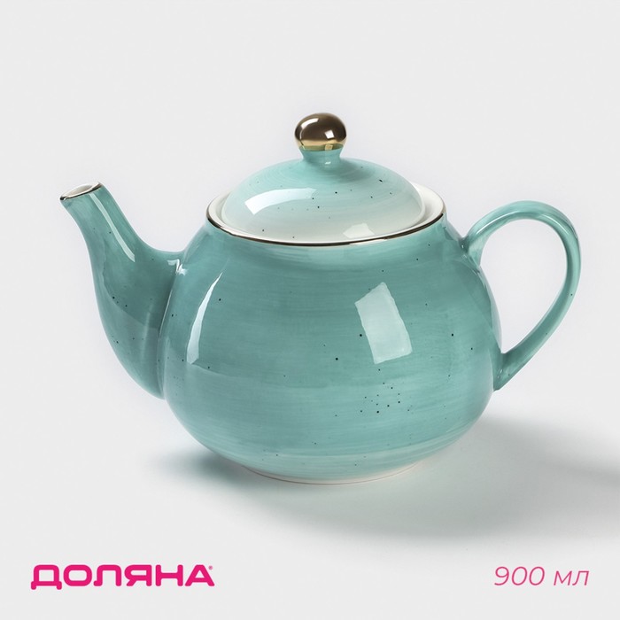 Чайник фарфоровый заварочный Доляна «Млечный путь», 900 мл, цвет бирюзовый - Фото 1