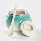 Сахарница Доляна «Млечный путь», 330 мл, с ложкой, фарфор, бирюзовая - Фото 3