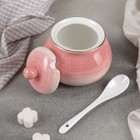 Сахарница фарфоровая с ложкой Доляна «Млечный путь», 330 мл, цвет розовый - Фото 2