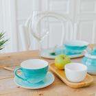 Чайная пара Доляна «Млечный путь», 2 предмета: чашка 220 мл, блюдце d=13.5 см, фарфор, бирюзовая - Фото 7