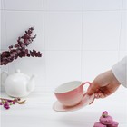 Чайная пара фарфоровая Доляна «Млечный путь», 2 предмета: чашка 220 мл, блюдце d=13,5 см, цвет розовый - Фото 5