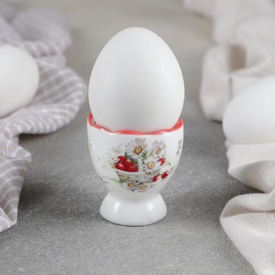 Подставка керамическая для яйца Доляна «Ромашки», 4,5×5 см