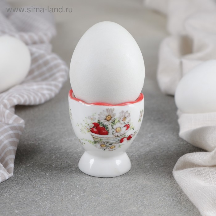Подставка керамическая для яйца Доляна «Ромашки», 4,5×5 см - Фото 1
