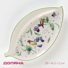 Блюдо Доляна «Зелёный сад», 28×14.5×2 см, фарфор, белое - Фото 1