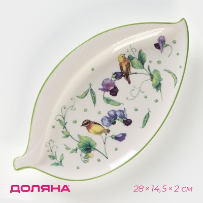 Блюдо Доляна «Зелёный сад», 28×14.5×2 см, фарфор, белое