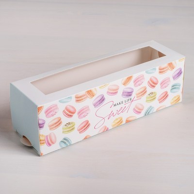 Коробка кондитерская складная, упаковка «Make life sweet», 18 х 5.5 х 5.5 см
