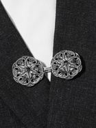 Зажим для кардигана «Цветы», чёрно-серый в чернёном серебре - Фото 13