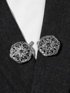 Зажим для кардигана «Цветы», чёрно-серый в чернёном серебре - Фото 14