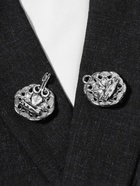 Зажим для кардигана «Цветы», чёрно-серый в чернёном серебре - Фото 15