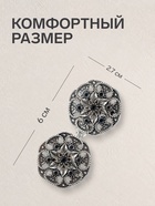 Зажим для кардигана «Цветы», чёрно-серый в чернёном серебре - Фото 2