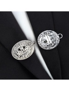 Зажим для кардигана «Эллипс», белый в серебре - Фото 4