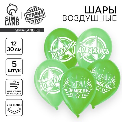 Воздушные шары латексные 12" «Дембель», 5 шт.