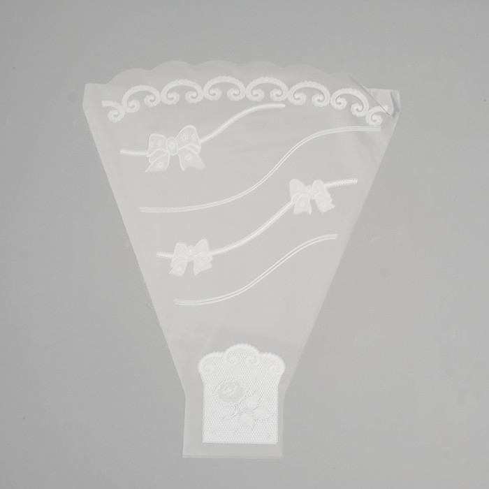 Пакет цветочный рюмка "Бант", белый, 30 х 40 см - фото 1913717449