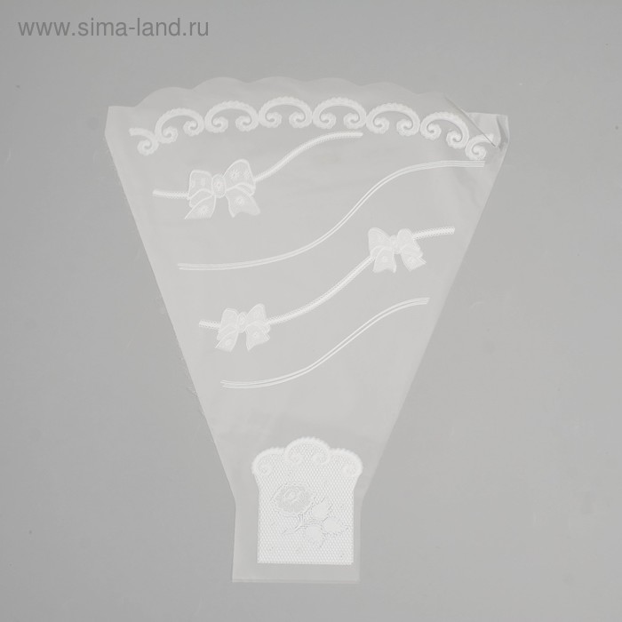 Пакет цветочный рюмка "Бант", белый, 30 х 40 см - Фото 1