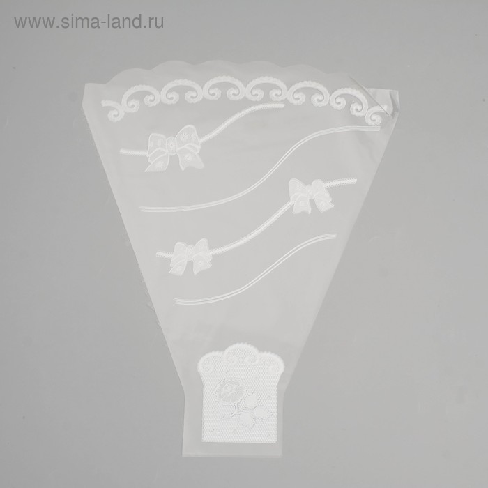 Пакет цветочный рюмка «Бант», белый, 30×40 см - Фото 1
