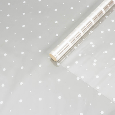 Пленка для цветов с белым рисунком «Горох», 0.7×7.6 м, 40 мкм, 200 г