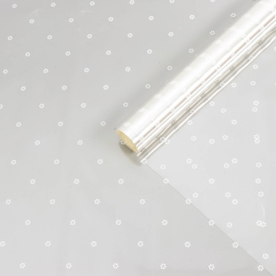 Пленка для цветов с белым рисунком «Цветочки», 0.7×7.6 м, 40 мкм, 200 г