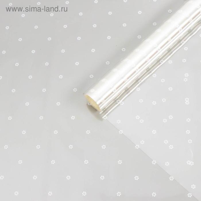 Пленка для цветов с белым рисунком «Цветочки», 0.7×7.6 м, 40 мкм, 200 г - Фото 1