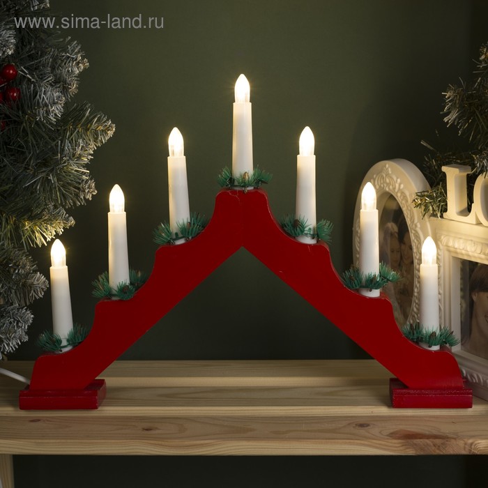 УЦЕНКА Светодиодная фигура «Рождественская горка» 39×29×4.5 см, дерево, 220 В, свечение тёплое белое - Фото 1