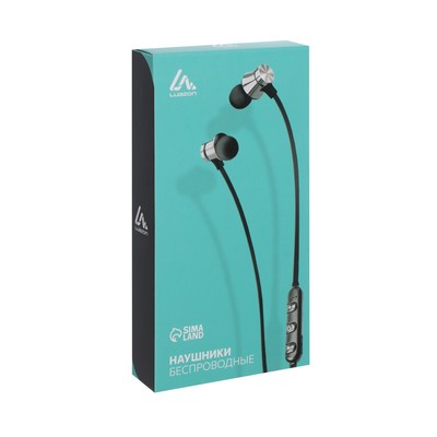 Наушники спортивные беспроводные, магнитные, Luazon VBT 1.1, вакуумные, Bluetooth 4.1, с микрофоном, 80 мАч, чёрные