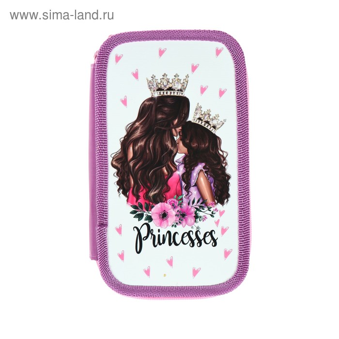 Пенал 3 секции, 105 х 190 мм, ламинированный картон, ПО-110, «Модные принцессы» - Фото 1