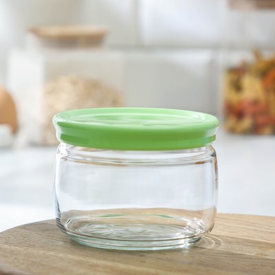 Банка для сыпучих продуктов Paşabahçe Cesni, 420 мл, с пластиковой крышкой, стекло, прозрачная