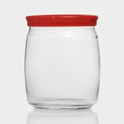 Банка для сыпучих продуктов стеклянная Cesni, 920 мл, красная пластиковая крышка - фото 4537154