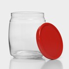 Банка для сыпучих продуктов стеклянная Cesni, 920 мл, красная пластиковая крышка - фото 4537155