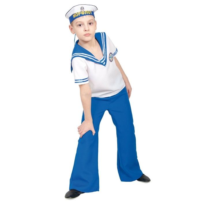 Карнавальный костюм «Морячок», рубаха, брюки, бескозырка, р. L, рост 134-140 см - фото 1926061809