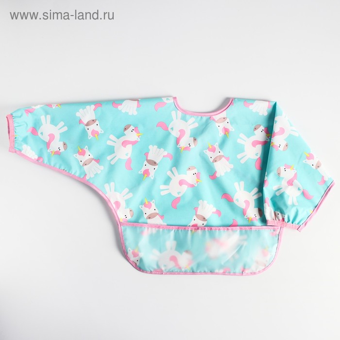 Нагрудник-рубашка для кормления «Единороги» непромокаемый на липучке, с карманом - Фото 1