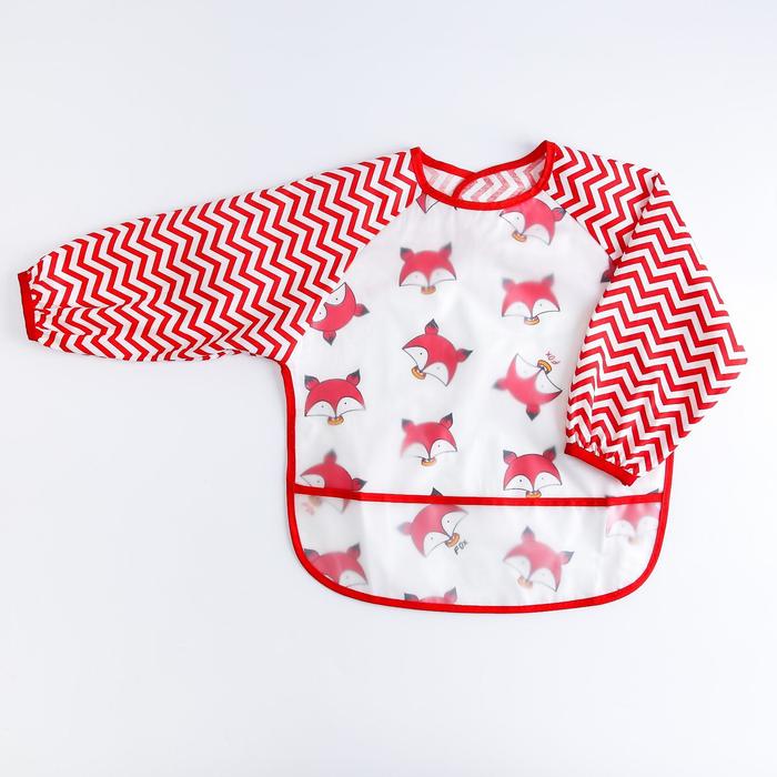 Нагрудник-рубашка для кормления «Лисички» непромокаемый на липучке, с карманом - Фото 1