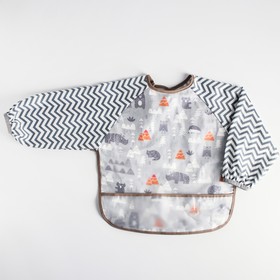 Нагрудник-рубашка для кормления «Носороги» непромокаемый на липучке, с карманом