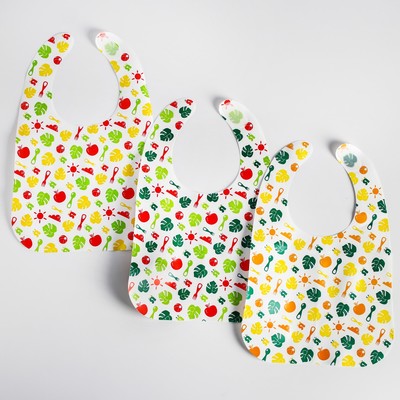 Нагрудник для кормления Крошка Я «Вкусная история» непромокаемых на липучке, 3 шт.