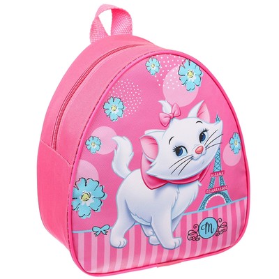 Рюкзак детский для девочки, на молнии, розовый, 23×21×10 см, Коты аристократы