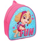 Рюкзак детский для девочки, розовый, 23×21×10 см, Щенячий патруль - Фото 3
