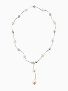 Колье «Флёр» шарики, бело-серое в серебре, длина регулируемая, №12, бусины №16, №20, 40-87 см - Фото 3