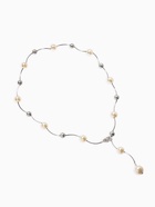 Колье «Флёр» шарики, бело-серое в серебре, длина регулируемая, №12, бусины №16, №20, 40-87 см - Фото 7