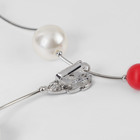 Колье «Флёр» шарики, красно-белое в серебре, длина регулируемая, №12, бусины №16, №20 - Фото 2