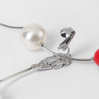 Колье «Флёр» шарики, красно-белое в серебре, длина регулируемая, №12, бусины №16, №20 - Фото 3